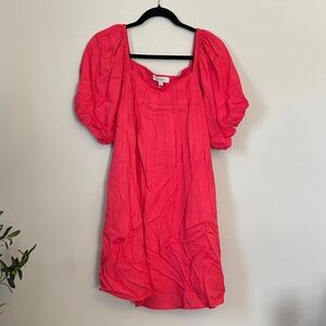Umgee Pink Puff Sleeve Mini Dress